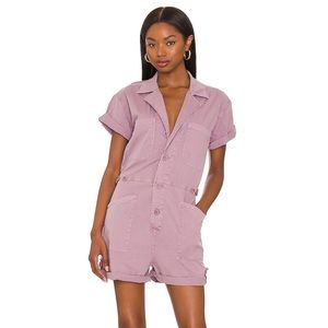 PISTOLA Parker Short Sleeve Romper in color Lilac Dust